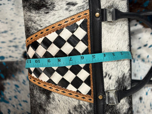 Weekender checkered cowhide/leather bag