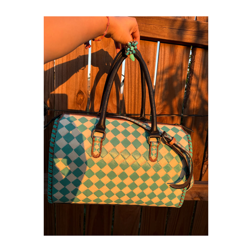 Turquoise large leather speedy