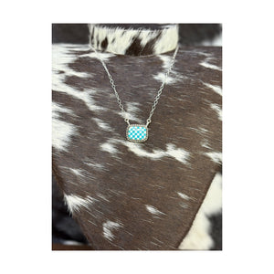 Genuine turquoise inlaid sterling silver necklace (non native) 20in