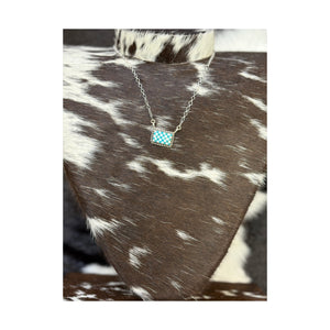 Genuine turquoise inlaid sterling silver necklace (non native) 20in