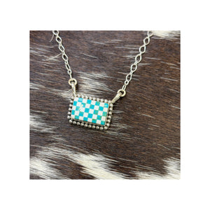 Genuine turquoise inlaid sterling silver necklace (non native) 20in