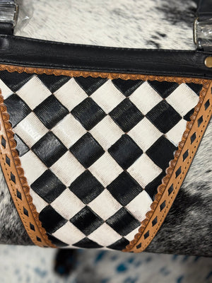Weekender checkered cowhide/leather bag