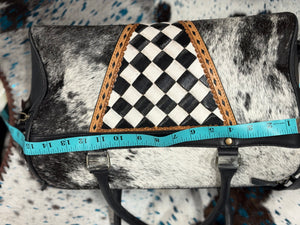 Weekender checkered cowhide/leather bag