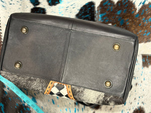 Weekender checkered cowhide/leather bag