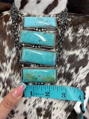 Big xl genuine turquoise native made sterling silver