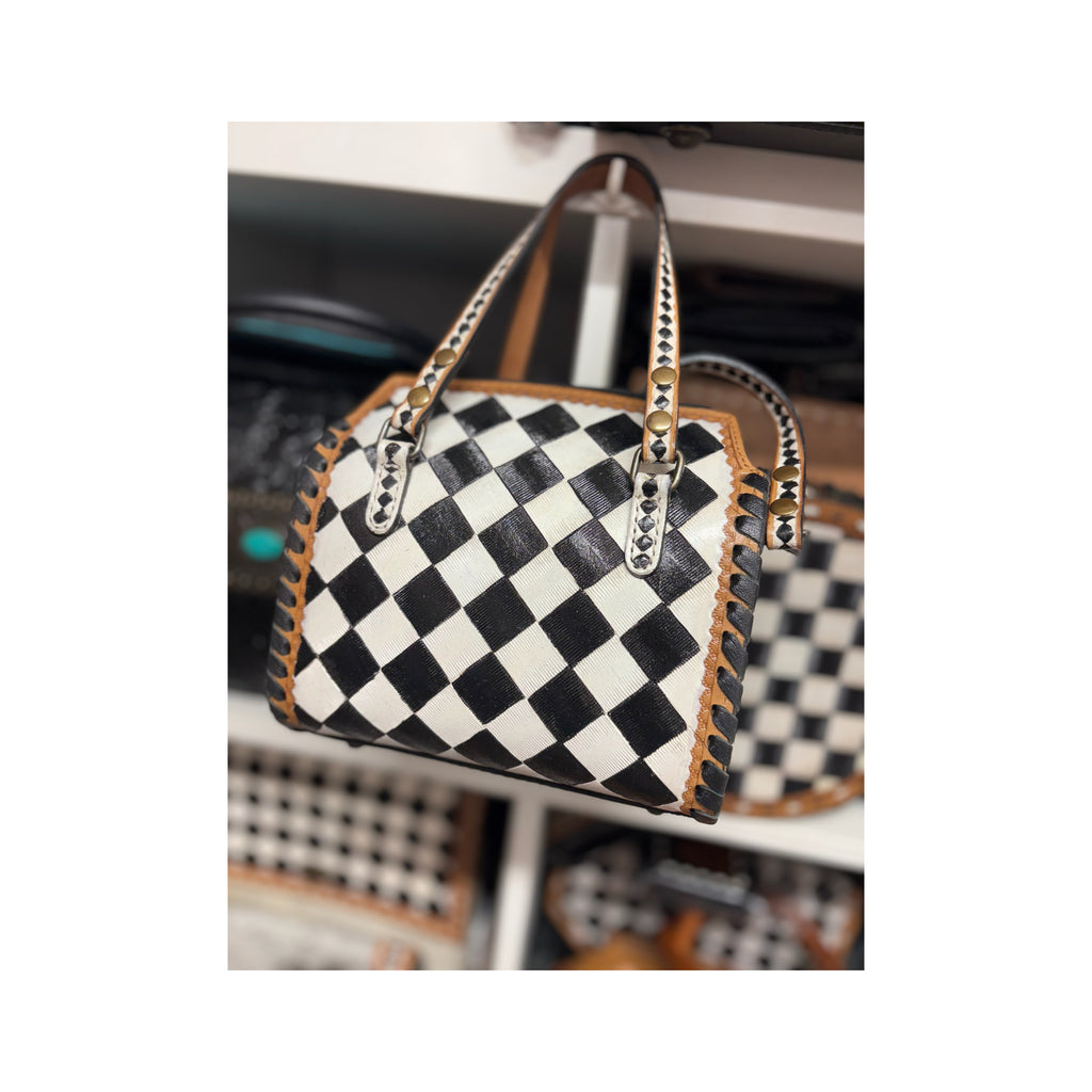 Xs checkered leather tooled speedy