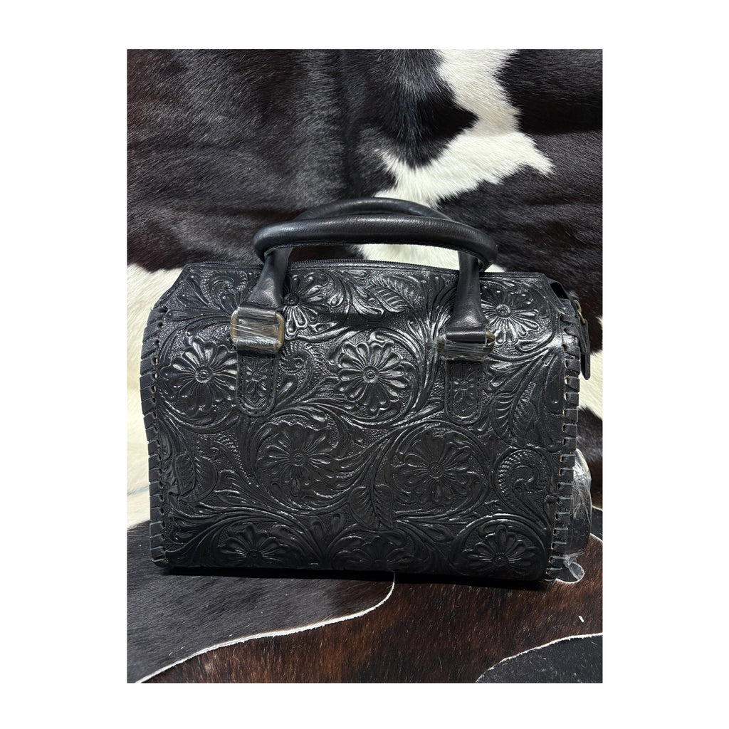 Medium black tooled leather speedie