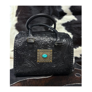Medium black leather tooled speedie