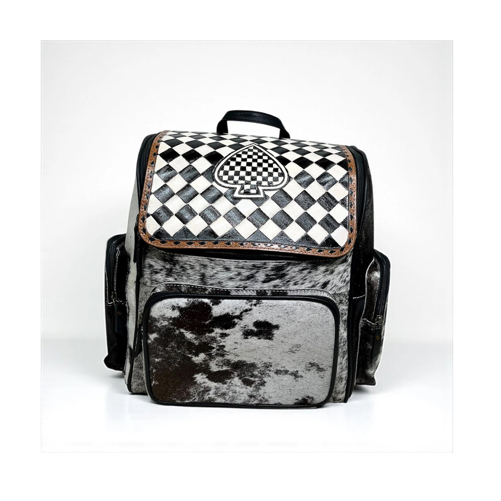 ACES CHECKER TOOLED & COWHIDE BACKPACK