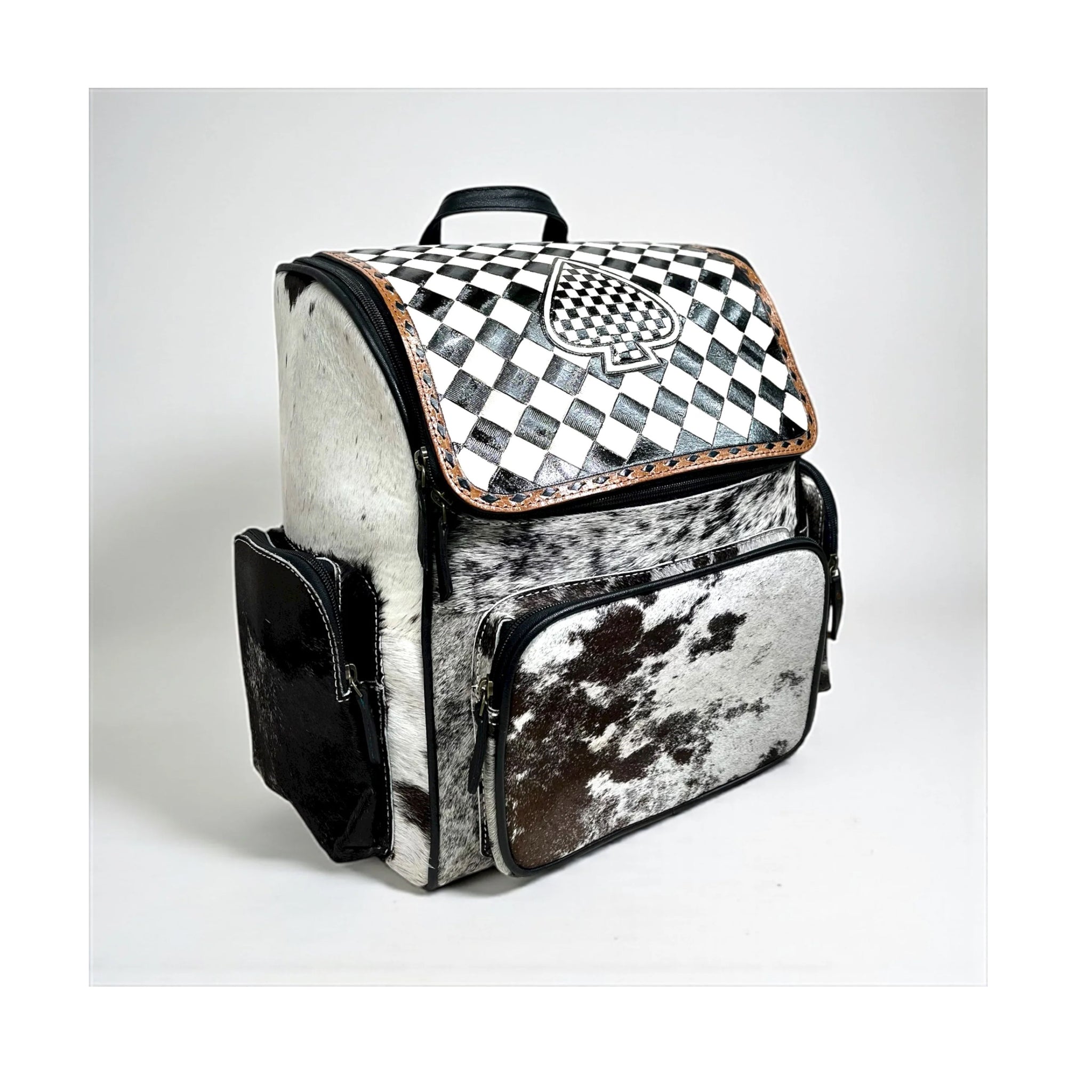 ACES CHECKER TOOLED & COWHIDE BACKPACK