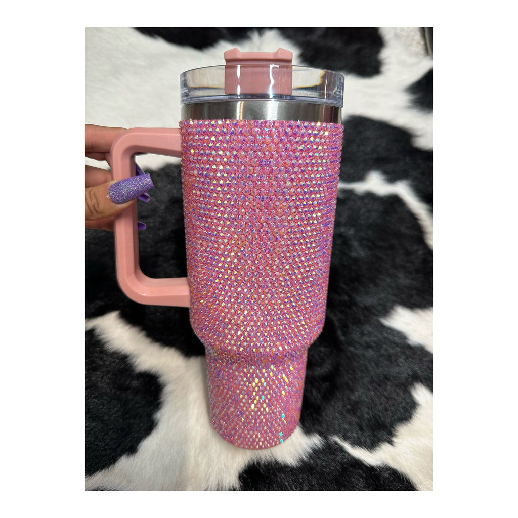 Light pink 40oz bling cup