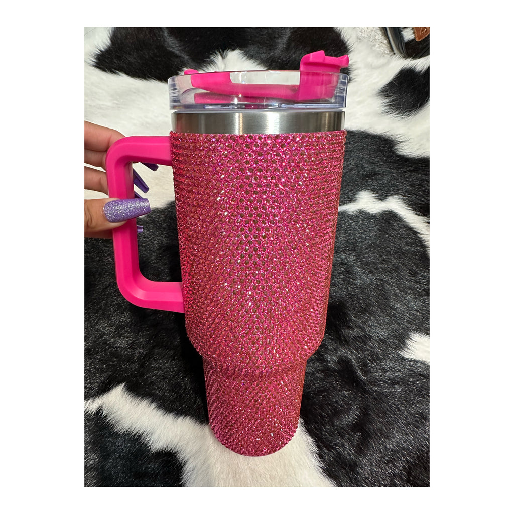 Hot pink 40oz bling cup
