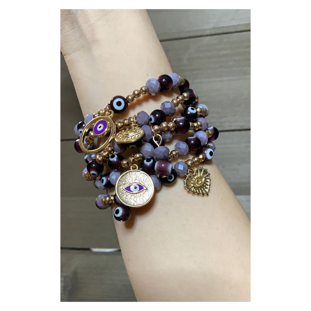 Purple evil eye set