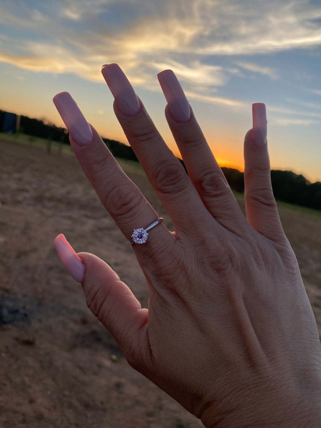 Pink sterling silver evil eye ring