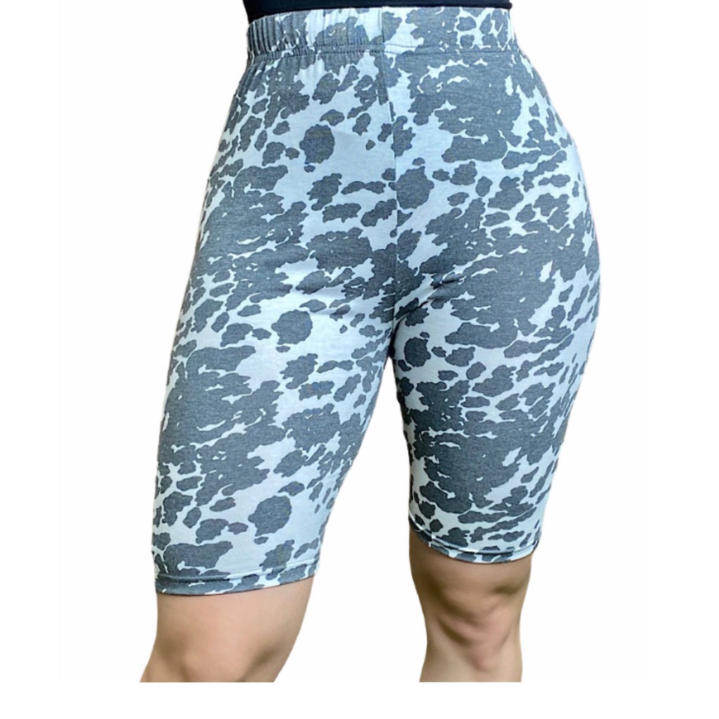 Cow printed biker shorts