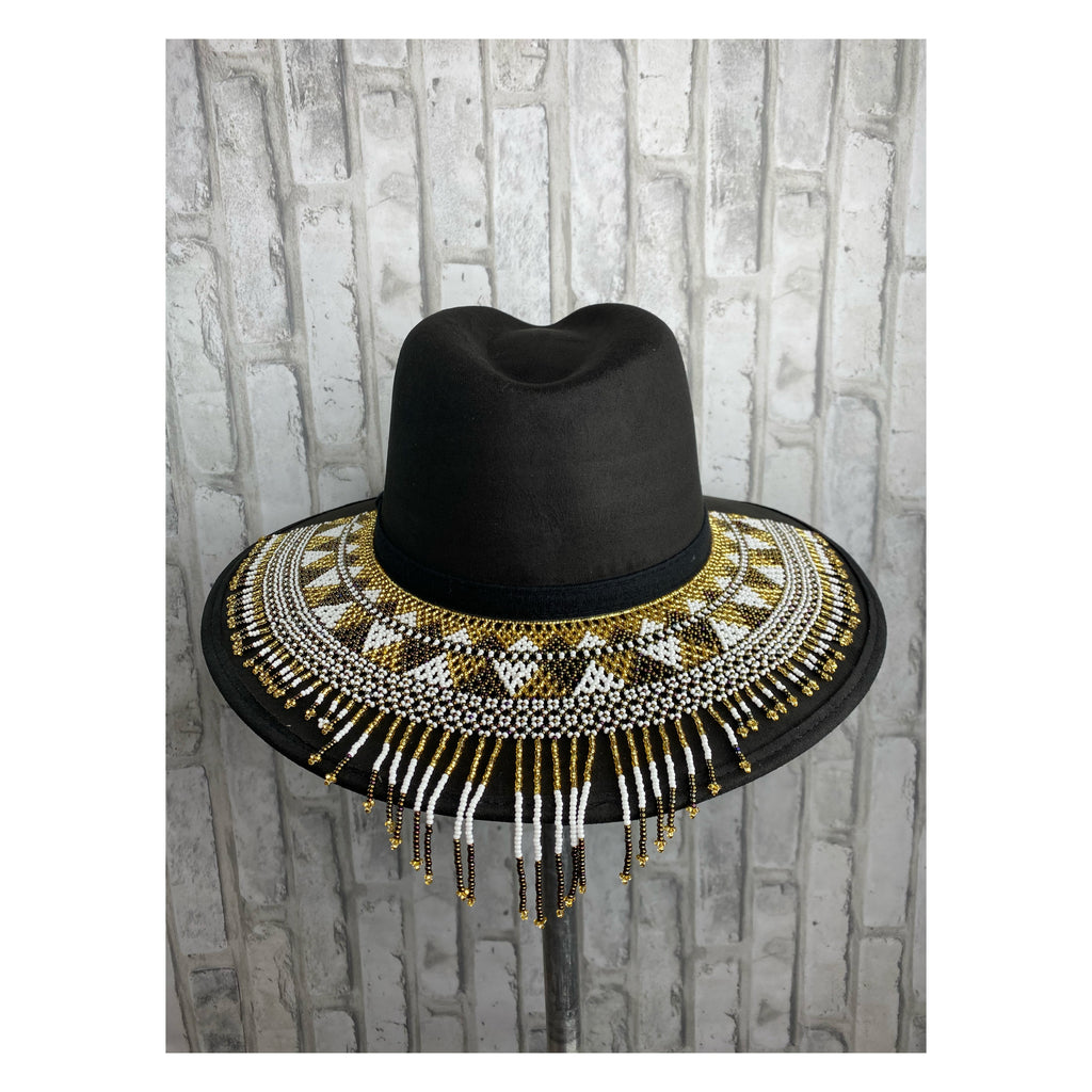 Mexican Suede Cowgirl Hat with Beaded Huichol Hatband
