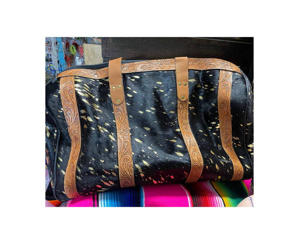 Black acid wash travel bag